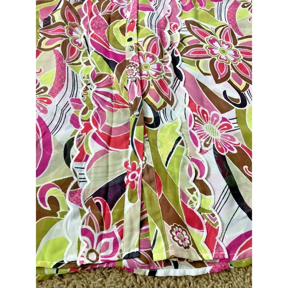 V Christina Women Sheer Long Sleeved Blouse Top Floral Rhinestone 70s size Large - Picture 10 of 10